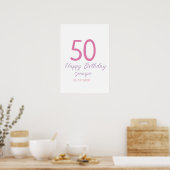 Poster modèle rose anniversaire 50 ans ajoutez nom date a (Cuisine)