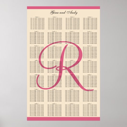 Poster Modèle simple Mariage plan de 280 invités (Devant)