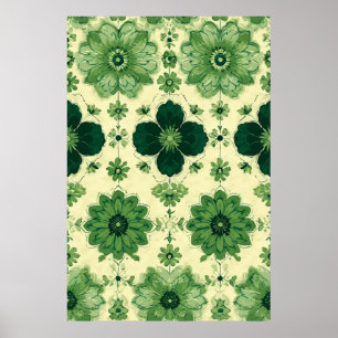 Poster Modèle végétal vintage vert