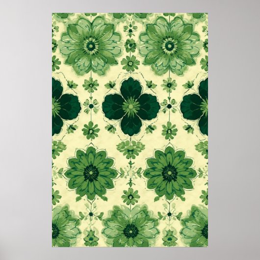Poster Modèle végétal vintage vert (Devant)