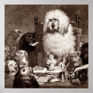 Poster Modèle vintage des années 1800 avec chien