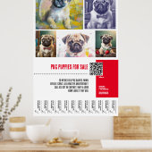 Poster Modèles d'affiche de vente de chiots Pug (Cuisine)