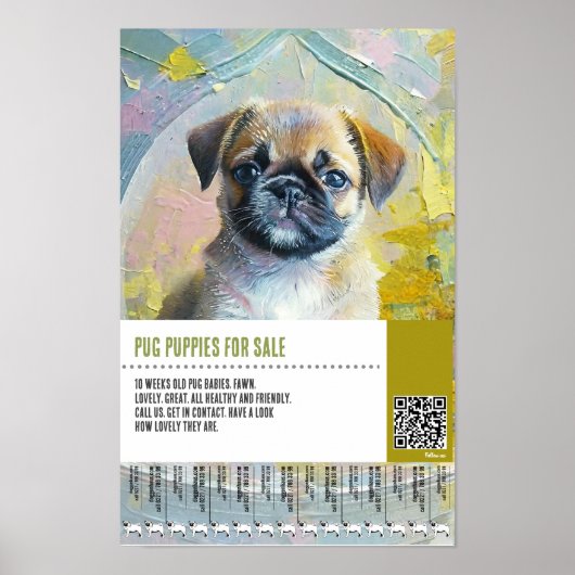 Poster Modèles de flyers pour la vente de chiots Carlin (Devant)