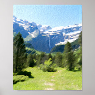 Poster Moder Aquarelle Peinture Paysage de montagne