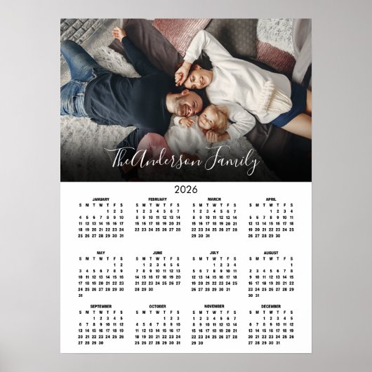 Poster Modern 2026 Calendar Family Photo (Devant)