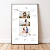 Poster Modern 3 Photo Wedding Guest Signature