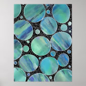 Poster Modern abstract  blue geometric shapes watercolor  (Devant)