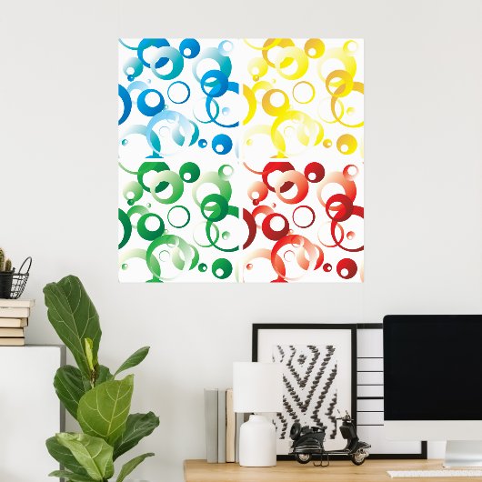 Poster Modern Abstract Colorful Bubbles Geometric Pattern (Bureau à domicile)