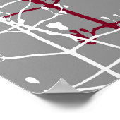 Poster Modern Abstract Elegant Burgundy Flowers on Grey (Coin)