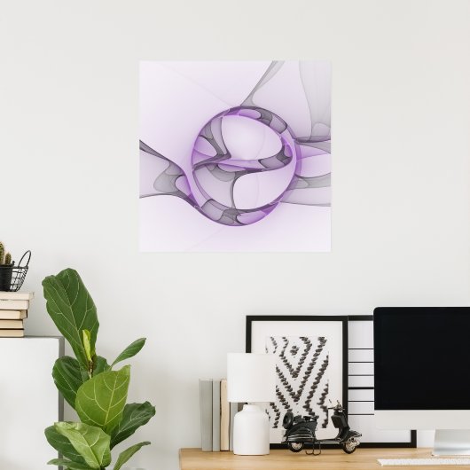 Poster Modern Abstract Fractal Art Lavender Gray (Bureau à domicile)