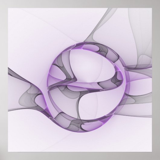 Poster Modern Abstract Fractal Art Lavender Gray (Devant)