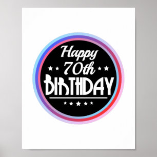 Poster Modern Abstract Happy 70th Birthday