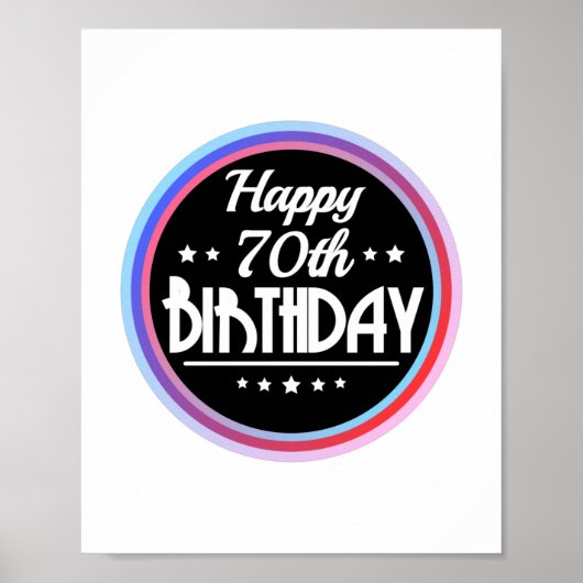 Poster Modern Abstract Happy 70th Birthday (Devant)