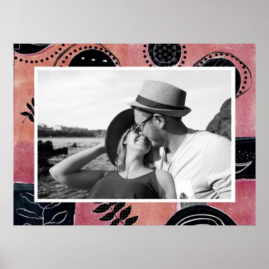 Poster Modern Abstract Pink and Black Botanical Photo (Devant)