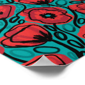 Poster Modern Abstract Red Poppy Floral Pattern (Coin)
