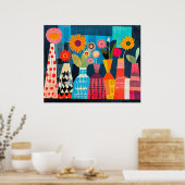 Poster Modern Abstract Vase of Flowers (Cuisine)