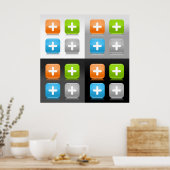Poster Modern Addition Math Symbol Shiny Glassy Icons (Cuisine)