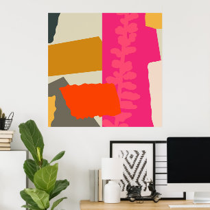 Poster Modern Artistic Botanical Silhouette Color Blocks 