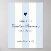 Poster Modern Baby Blue Stripe Heart Valentine Welcome (Devant)