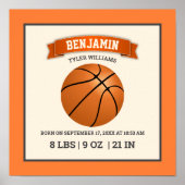Poster Modern Basketball Baby Birth Stats (Devant)