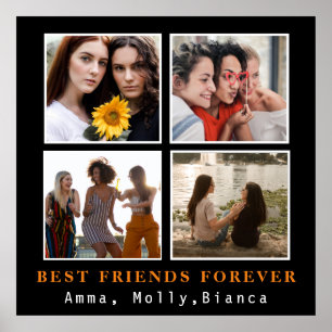 Poster Modern Best Friends Forever Photo Collage Bestie