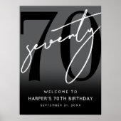 Poster Modern Black 70th Birthday Party Welcome Sign (Devant)