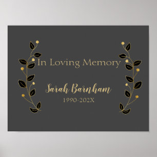 Poster Modern Black & Gold Vines Memorial Wall Print