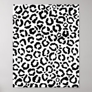 Poster Modern Black White Leopard Animal Print Pattern