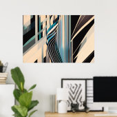 Poster Modern Blue and Cream Abstract Dynamics (Bureau à domicile)