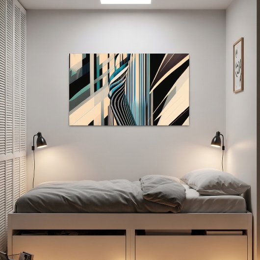 Poster Modern Blue and Cream Abstract Dynamics