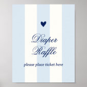 Poster Modern Blue Stripe Heart Valentine Raffle (Devant)