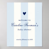Poster Modern Blue Stripe Heart Valentine Table Welcome (Devant)