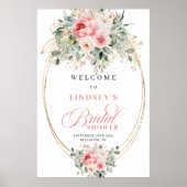 Poster Modern Blush Floral Bridal Shower Welcome (Devant)