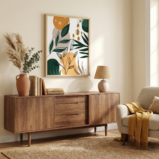 Poster Modern boho botanical abstract geometric shapes