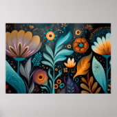 Poster Modern Boho Floral Tapestry (Devant)