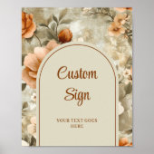 Poster Modern Boho Terracotta Beige Olive Floral Custom  (Devant)