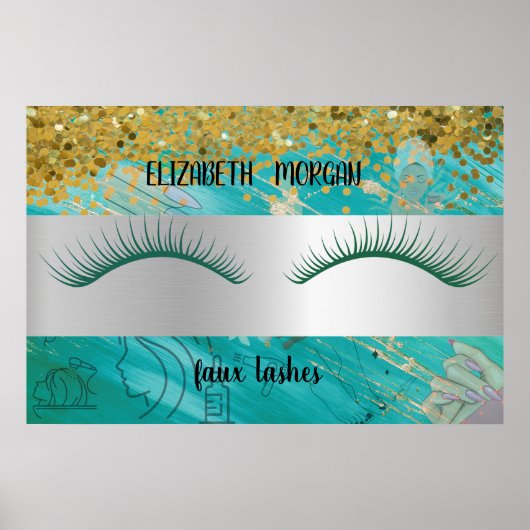 Poster Modern Bokeh,Stripe,Faux Lashes Po (Devant)