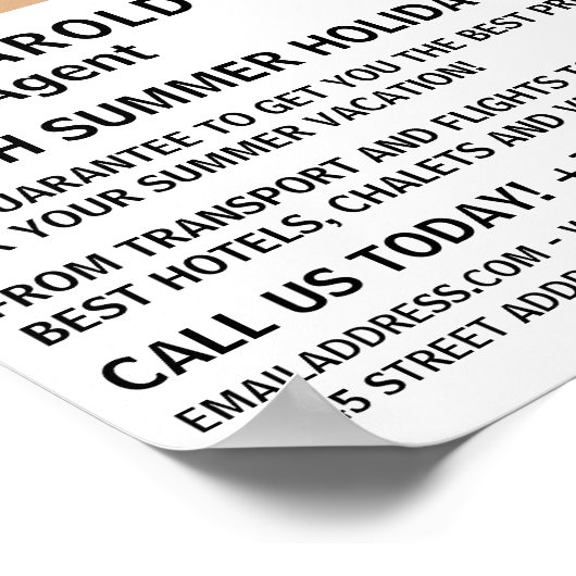 Poster Modern Bold, agent de voyage publicité (Coin)