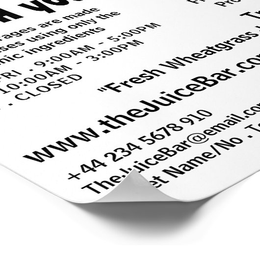 Poster Modern Bold, Bar à jus Publicité (Coin)