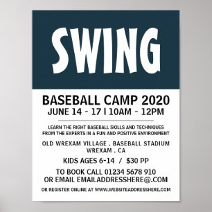 Poster Modern Bold, Camp de baseball Advert