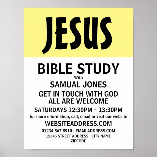 Poster Modern Bold, Christian Bible Class Advert (Devant)