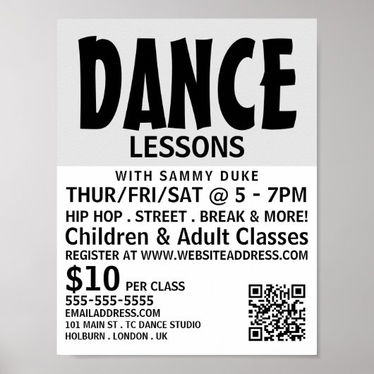 Poster Modern Bold, Dance Leçon Publicité (Devant)