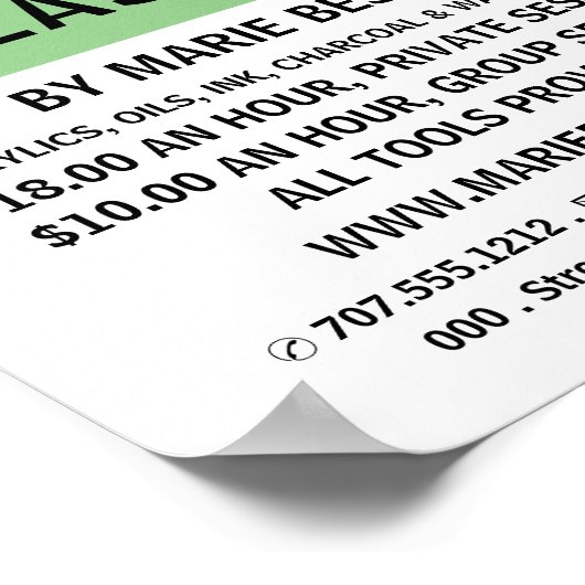 Poster Modern Bold, Enseignant en Art, Classe d'Art Publi (Coin)