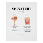 Poster Modern Bold Font His & Hers Drinks Wedding (Devant)