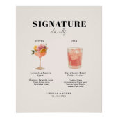 Poster Modern Bold Font His & Hers Drinks Wedding (Devant)