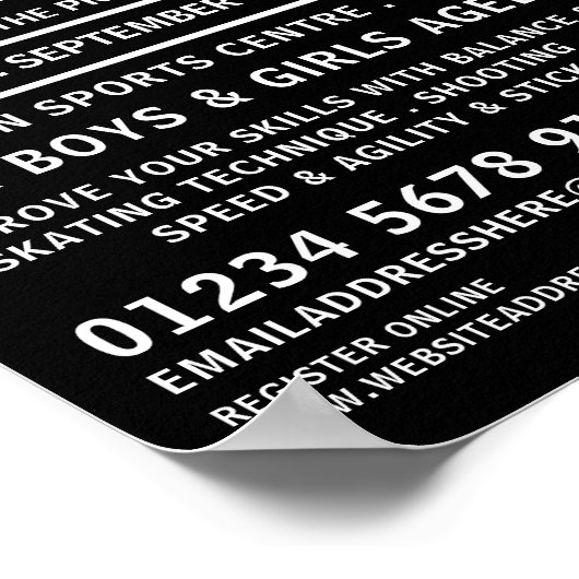 Poster Modern Bold, Hockey Camp Publicité (Coin)