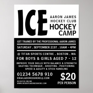 Poster Modern Bold, Hockey Camp Publicité