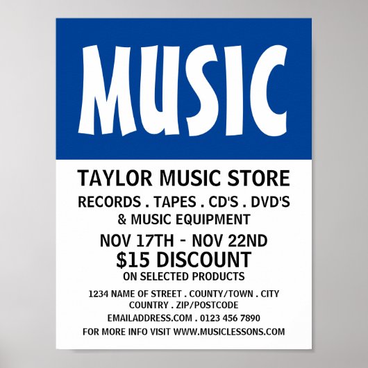 Poster Modern Bold, Music Store Publicité (Devant)
