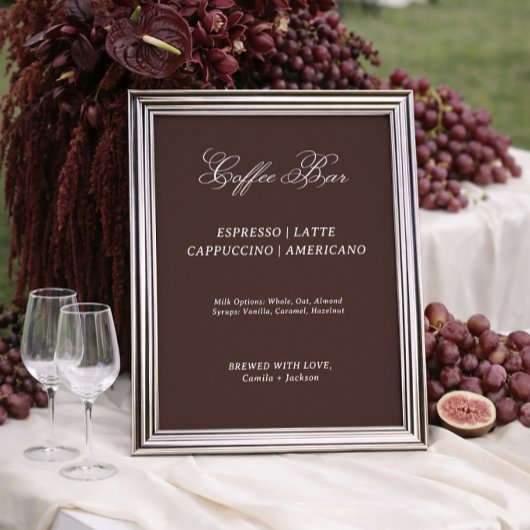 Poster Modern Brown Wedding Coffee Bar 