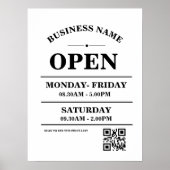 Poster Modern Business opening hours logo and qr code (Devant)